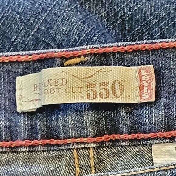 Levi's Dark Wash Relaxed 550 Boot Cut Denim Blue Jeans Size 12L - Picture 5 of 6